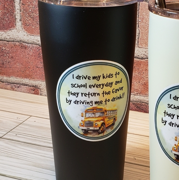 20 oz. Black Stainless Steel Double Wall Tumbler with Bus Driver Decal NWT - Picture 4 of 8